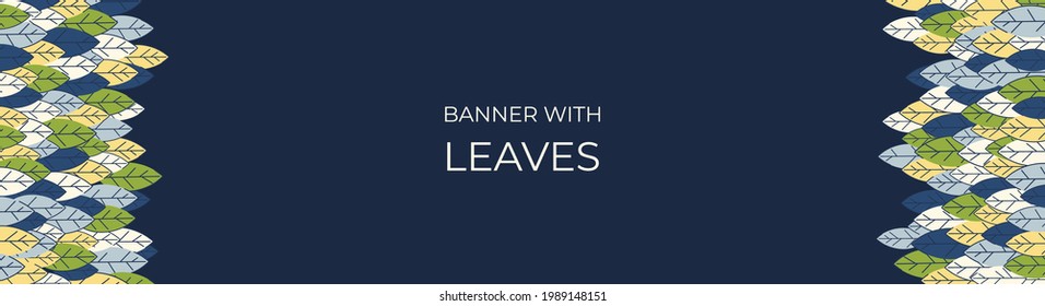 Banner horizontal para anuncios, invitaciones, sitios de internet a partir de hojas coloridas. Fondo de verano para las ventas. Diseño plano geométrico. Coloca tu texto. Ilustración del vector