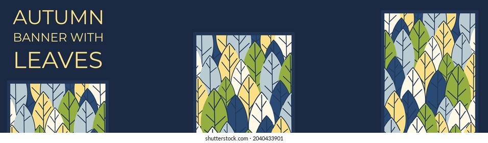 Horizontal banner for advertisements, invitations, internet sites from colorful leaves. Summer background for sales. Geometric flat design. Place for your text. Vector illustration