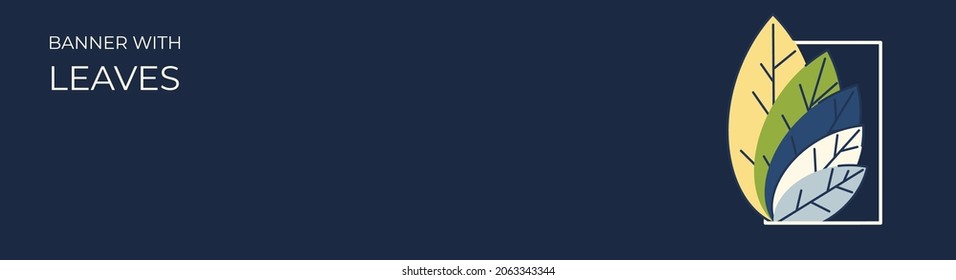 Horizontal banner for advertisements, invitations, internet sites from colorful leaves. Summer background for sales. Geometric flat design. Place for your text. Vector illustration