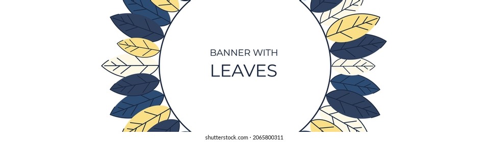 Banner horizontal para anuncios, invitaciones, sitios de internet a partir de hojas coloridas. Fondo de verano para las ventas. Diseño plano geométrico. Coloca tu texto. Ilustración del vector
