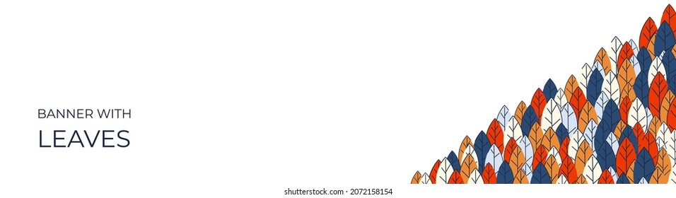 Horizontal banner for advertisements, invitations, internet sites from colorful leaves. Autumn background for sales. Geometric flat design. Place for your text. Vector illustration