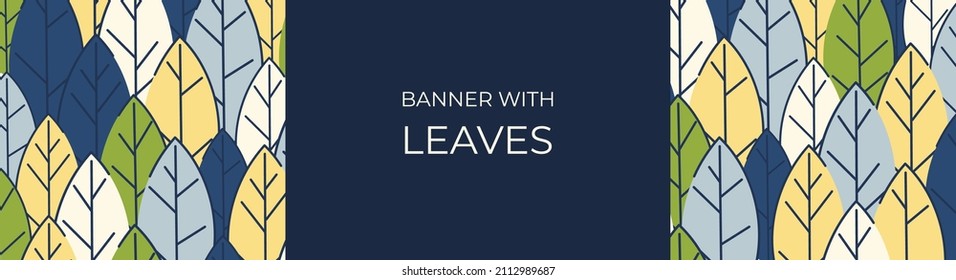 Banner horizontal para anuncios, invitaciones, sitios de internet a partir de hojas coloridas. Fondo de verano para las ventas. Diseño plano geométrico. Coloca tu texto. Ilustración del vector