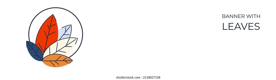 Horizontal banner for advertisements, invitations, internet sites from colorful leaves. Autumn background for sales. Geometric flat design. Place for your text. Vector illustration