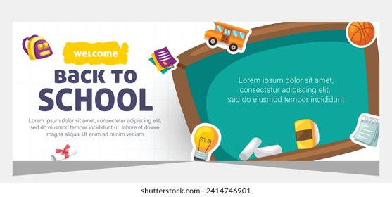 Horizontal banner for back to school. Template banner design