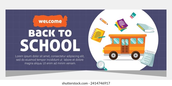 Horizontal banner for back to school. Template banner design