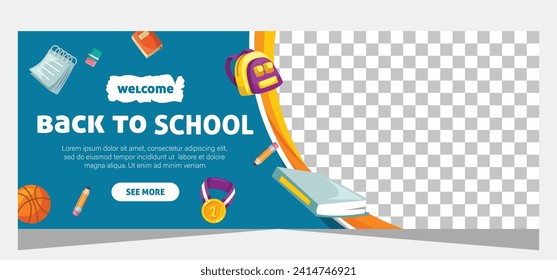 Horizontal banner for back to school. Template banner design