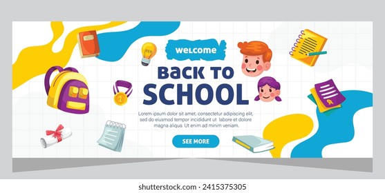 Horizontal banner for back to school. Template banner design