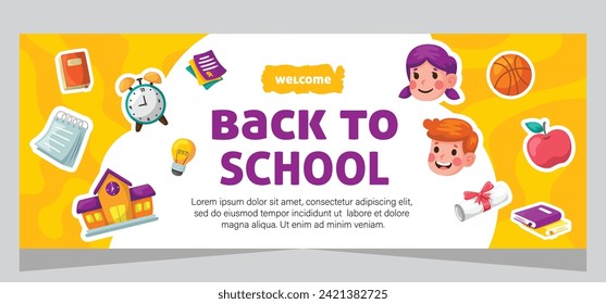 Horizontal banner for back to school. Template banner design