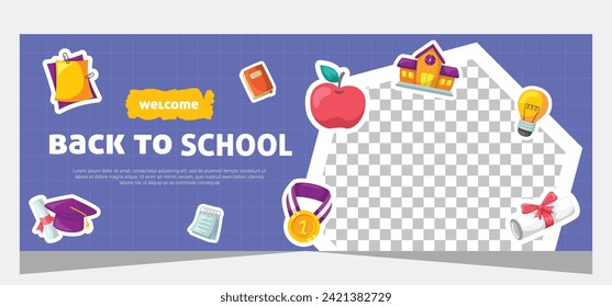 Horizontal banner for back to school. Template banner design