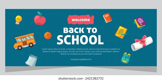 Horizontal banner for back to school. Template banner design