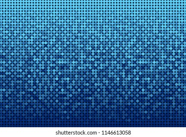 Horizontal banner or background with blue sequins, glitters, sparkles, paillettes. Disco party light music with shiny sequins. Blue dots glitter texture. Metallic glowing cloth. Bright wall. Repeat.