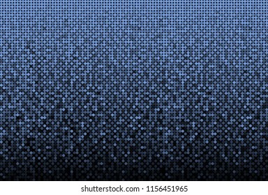 Horizontal banner or background with blue sequins, glitters, sparkles, paillettes. Disco party light music with shiny sequins. Blue dots glitter texture. Metallic glowing cloth. Bright wall. Repeat.