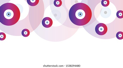 horizontal banner background with evil eyes in purple colors vector