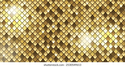 Anuncio Horizontal con fondo de escamas de piel de serpiente brillante dorado