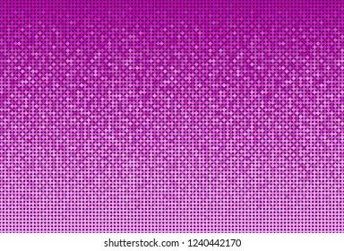 Horizontal banner or background with pink sequins, glitters, sparkles, paillettes. Disco party light music with shiny sequins. Pink dots glitter texture. Metallic glowing cloth. Bright wall. Repeat.
