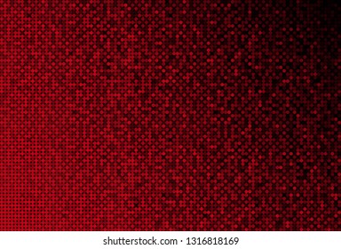 Horizontal banner or background with red sequins, glitters, sparkles, paillettes. Disco party light music with shiny sequins. Red dots glitter texture. Metallic glowing cloth. Bright wall. Repeat.