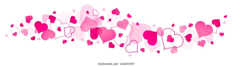 Horizontal Banner Big And Little Pink Hearts