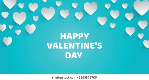 Horizontal banner with a black and read Happy Valentine's Day sale design template