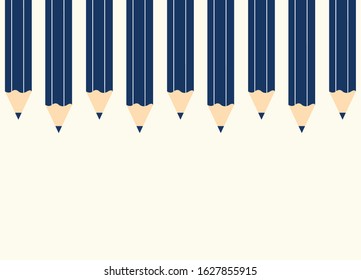 horizontal banner with blue pencils vector - white background