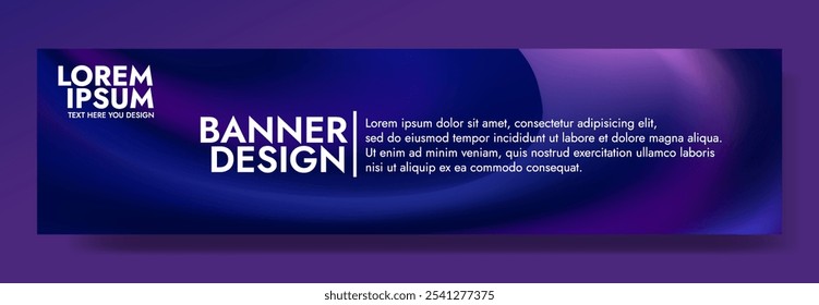 A horizontal banner with a blue to purple gradient background,