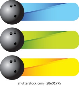 bolas de boliche com banner horizontal