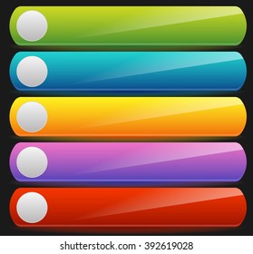 Horizontal banner / button templates, blank backgrounds in several colors