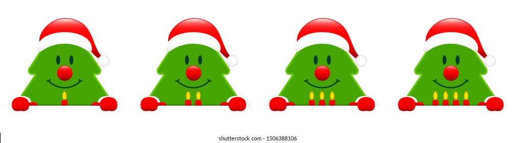Horizontal Banner Christmas Tree With Advent Candles