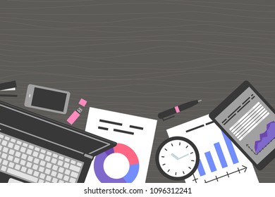 Horizontal banner collection concept office top view