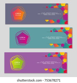 Horizontal banner with a color gradient pentagons.