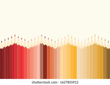 horizontal banner with colorful pencils vector - white background