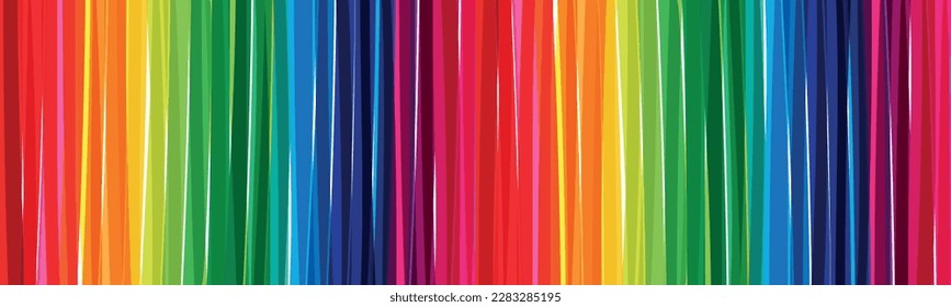 Horizontal banner of colorful rainbow colored vertical stripes