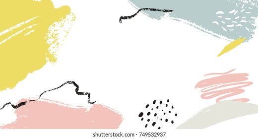 Horizontal banner with copyspace and abstract brush strokes and hand marks. Header image with place for text