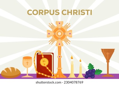 pancarta horizontal corpus christi en ilustración de diseño plano