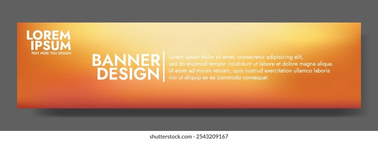 Un diseño de Anuncio Horizontal con un fondo degradado en transición de naranja a amarillo con texto blanco. 
