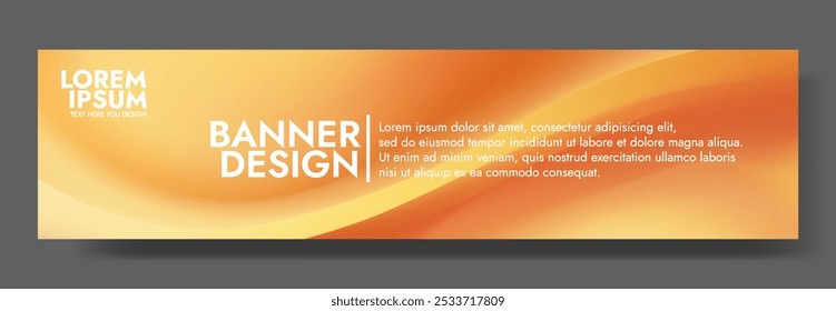 A horizontal banner design featuring a smooth gradient background transitioning from yellow to orange,