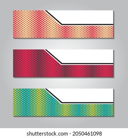 horizontales Bannerdesign mit rundem Kreis und geprägtem Hintergrund