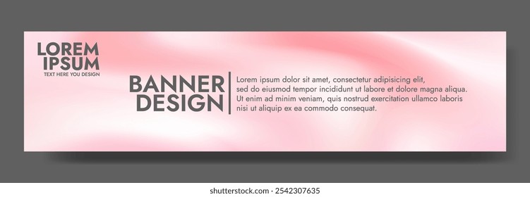 A horizontal banner design template with a pink gradient background and the words Banner Design in bold text. 