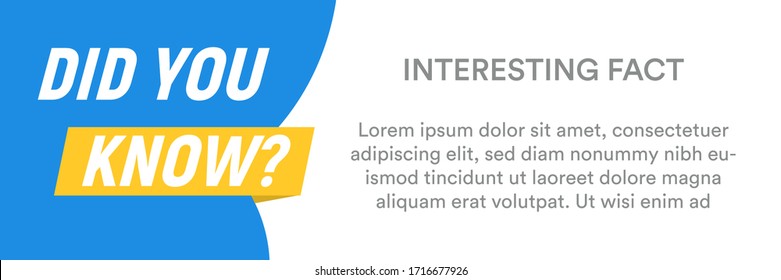 Horizontal banner in flat style for web. Question with did you know question? Interesting fact popup window. Vector illustration.