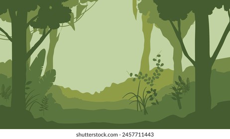 Horizontal banner of forest landscape.