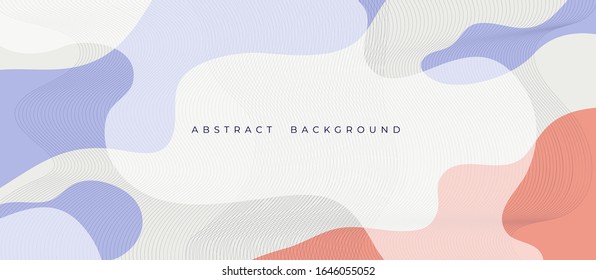 Horizontal banner with geometric shapes, fluid splash. Trendy dynamic background with flow liquid elements and holography for fashionable invitation, poster, flyer. Abstract art vector illustration.
