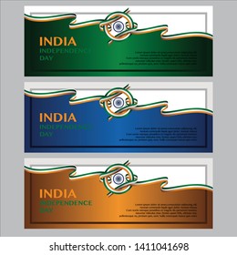 horizontal banner for Happy Independence day India,  Vector Template Design Illustration - Vector