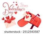 Horizontal banner with Happy Valentine