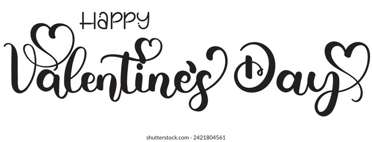 Horizontal banner Happy VALENTINES DAY with hearts and ornaments. Valentine's Day sale celebration. Illustration decoration letters 