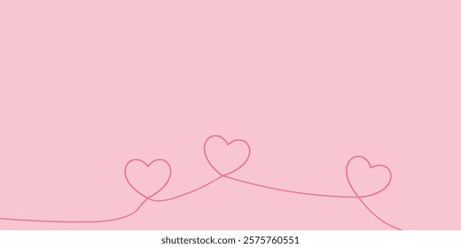 Horizontal banner Happy Valentine's day with copy space, Beautiful paper cut white clouds with white heart frame on pink background.Template for celebration, ads, branding, banner, cover, label, post