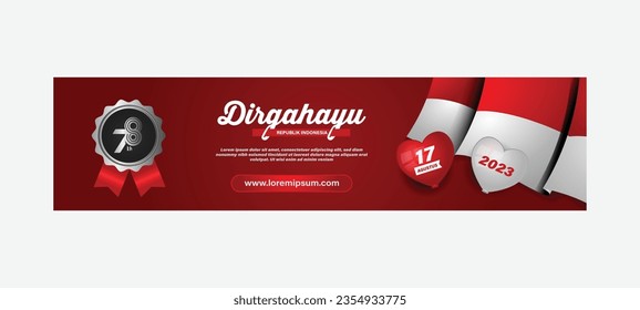 Horizontal banner of indonesia independence day template background