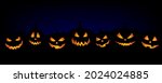 Horizontal banner with Jack o lantern. Halloween background.