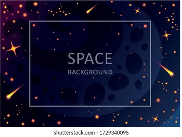 Horizontal banner for kids Outer space  universe and distant galaxies Vector illustration 