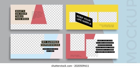 Horizontal banner layout design. Set of social media mobile app for shopping, sale, product promotion