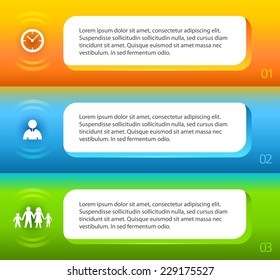 Horizontal banner layout with space place for your text on blue green orange background. Vector illustration EPS 10 for info-graphic web banner / presentation template / new product newsletters