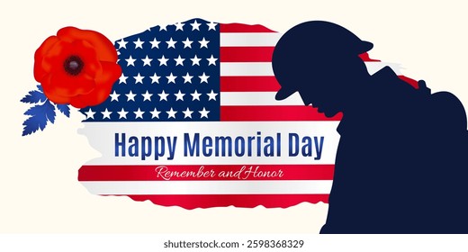 horizontal banner for memorial day in america, veterans day template